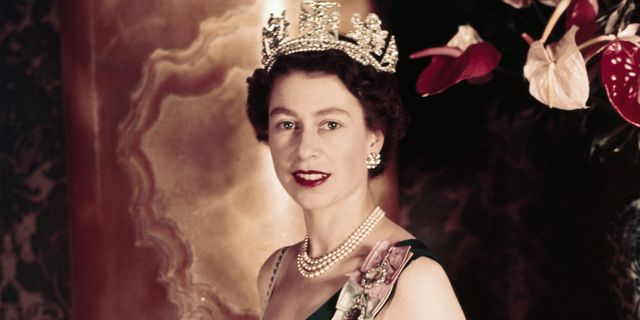 Young Queen Elizabeth II Wearing Her Crown
