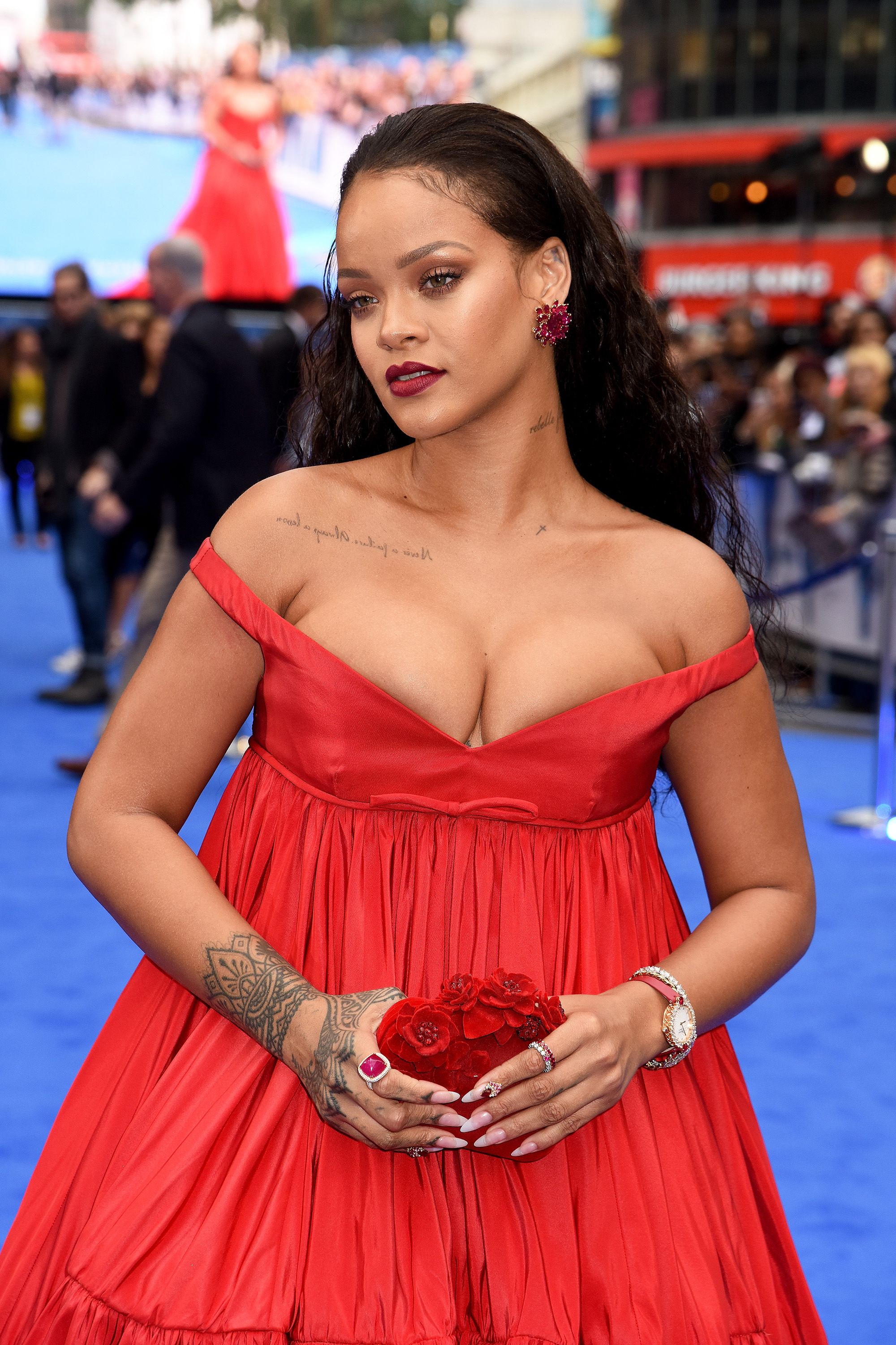 Rihanna red dress