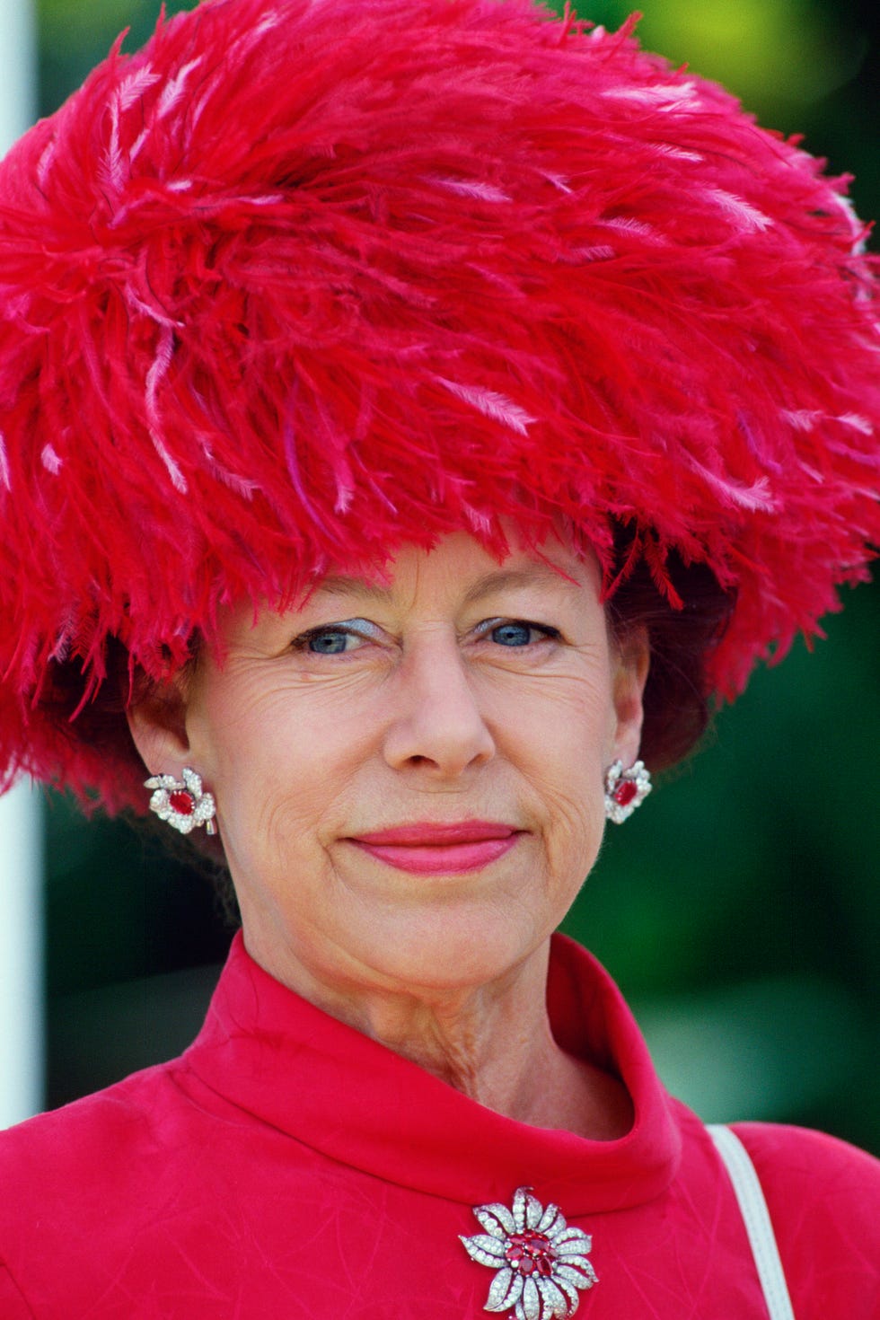 Hair, Wig, Hairstyle, Red, Pink, Costume, Magenta, Headgear, Fashion accessory, Hair coloring, 