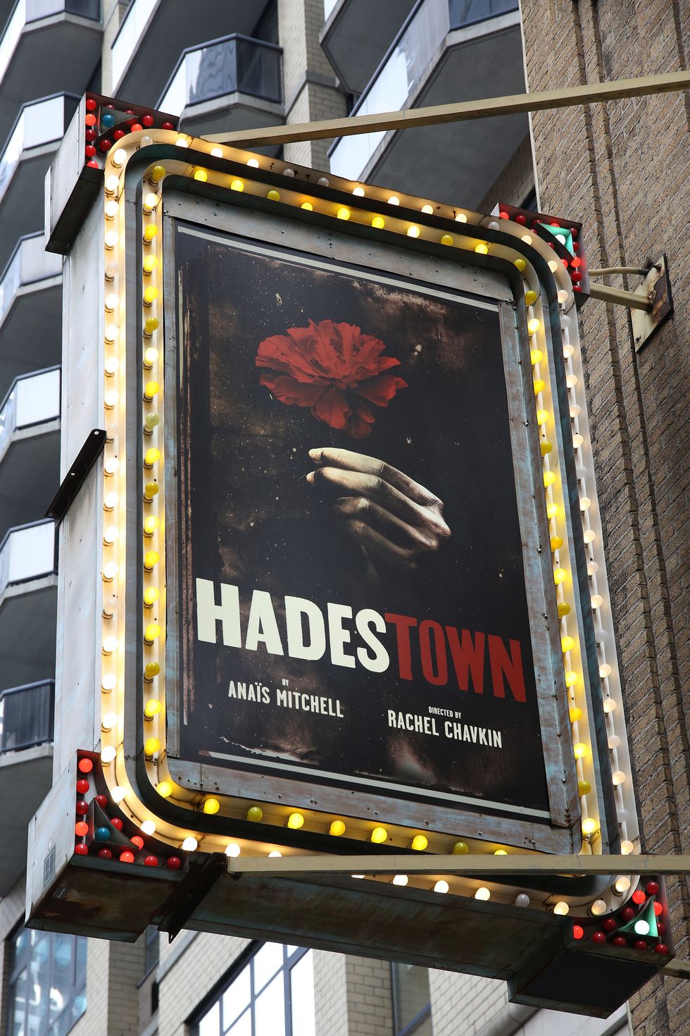 new york, ny   january 04  theatre marquee unveiling for "hadestown", a musical by singer songwriter anais mitchell and directed by rachel chavkin, at the walter kerr theatre on january 4, 2019 in new york city  photo by walter mcbridegetty images