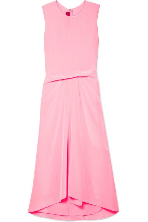Clothing, Day dress, Dress, Pink, Cocktail dress, Magenta, Neck, A-line, Sleeve, Peach, 