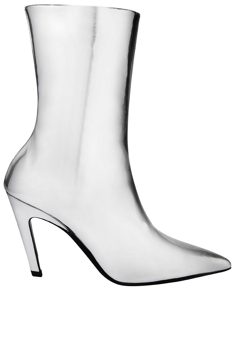 Boot, White, Beige, Leather, Silver, Synthetic rubber, 