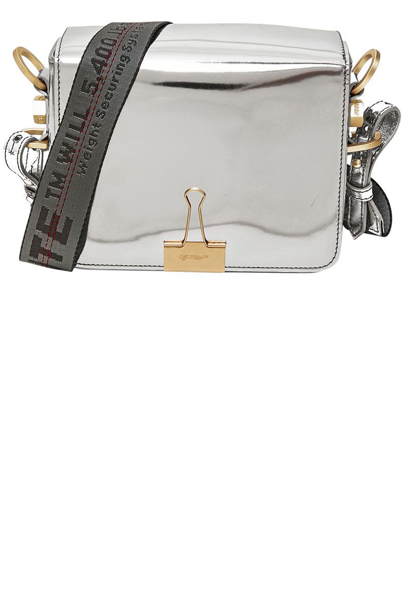 Off-White c/o Virgil Abloh Binder Clip Mirror Leather Shoulder Bag in  Metallic