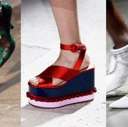 Footwear, Shoe, Ankle, Red, Fashion, Leg, Joint, Street fashion, Calf, High heels, 
