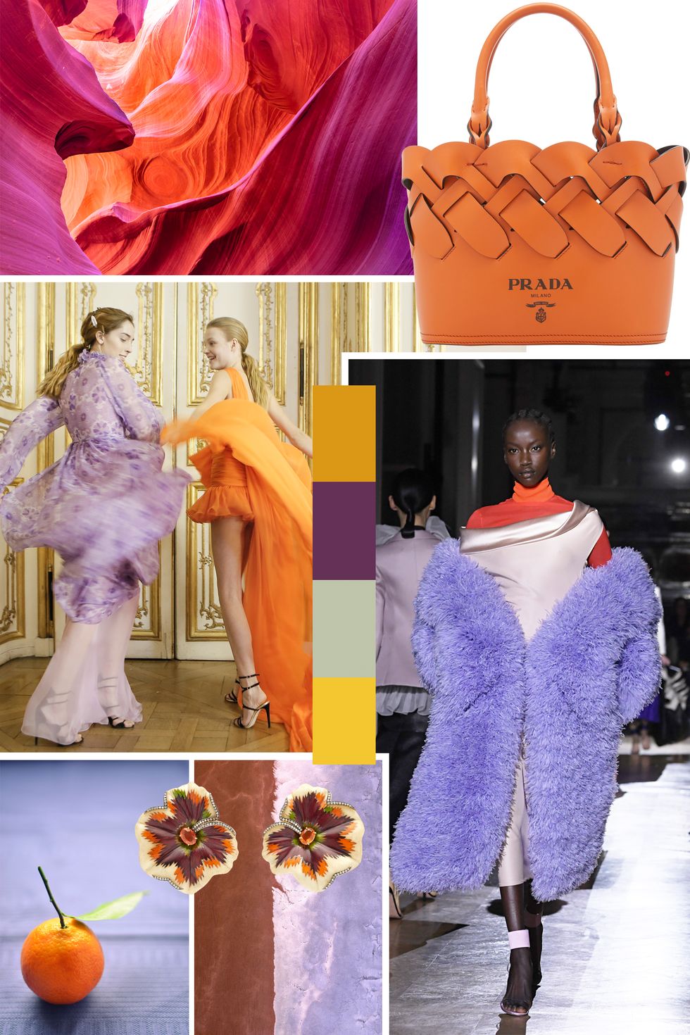 Orange, Purple, Fashion, Peach, Bag, Fashion accessory, Costume, Haute couture, Style, 