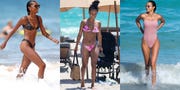 Swimwear, Bikini, Clothing, Undergarment, Fashion model, Lingerie, Leg, Model, Maillot, One-piece swimsuit, 