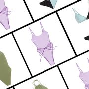 a collage of swimsuits from new swimwear brands in a roundup of the best new swimwear brands 2022