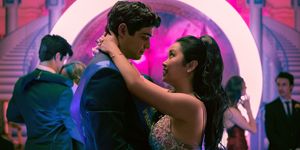 to all the boys ive loved before 3  ross butler as trevor, noah centineo as peter kavinsky, lana condor as lara jean covey,  in to all the boys ive loved before 3 cr katie yu  netflix © 2020