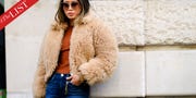 Fur, Clothing, Fur clothing, Eyewear, Street fashion, Outerwear, Fashion, Sunglasses, Coat, Jacket, 