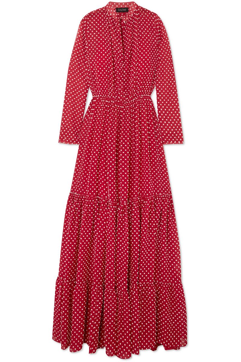 Clothing, Day dress, Dress, Red, Pattern, Polka dot, Sleeve, Pink, Design, Outerwear, 