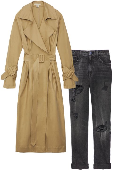Clothing, Trench coat, Coat, Outerwear, Overcoat, Sleeve, Beige, Duster, Robe, Fashion design, 