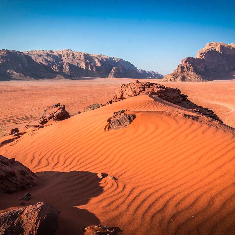 Red sand in Wadi Rum Red sand in Wadi Rum