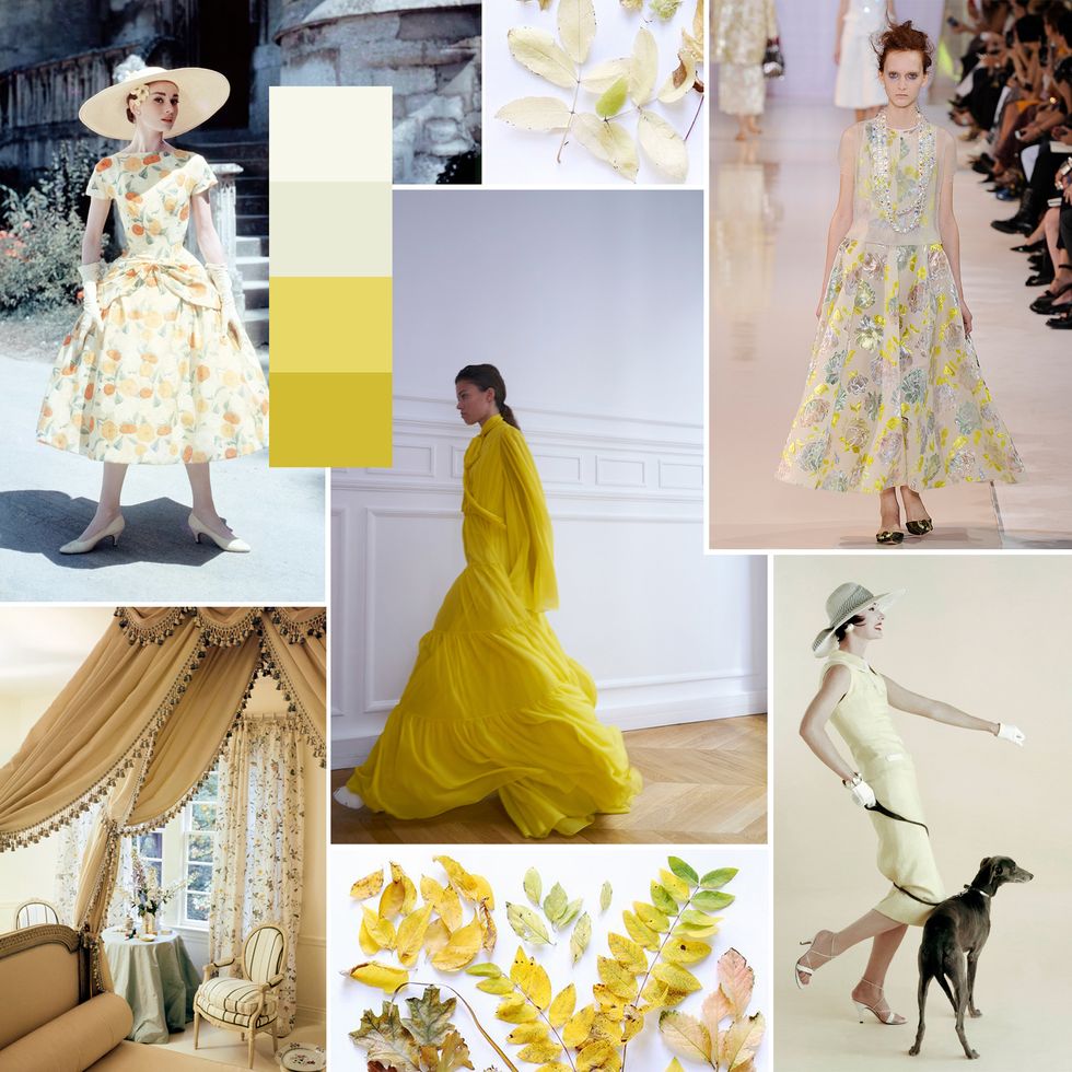 Clothing, Yellow, Dress, Fashion, Fashion model, Gown, Sleeve, Neck, Pattern, A-line, 