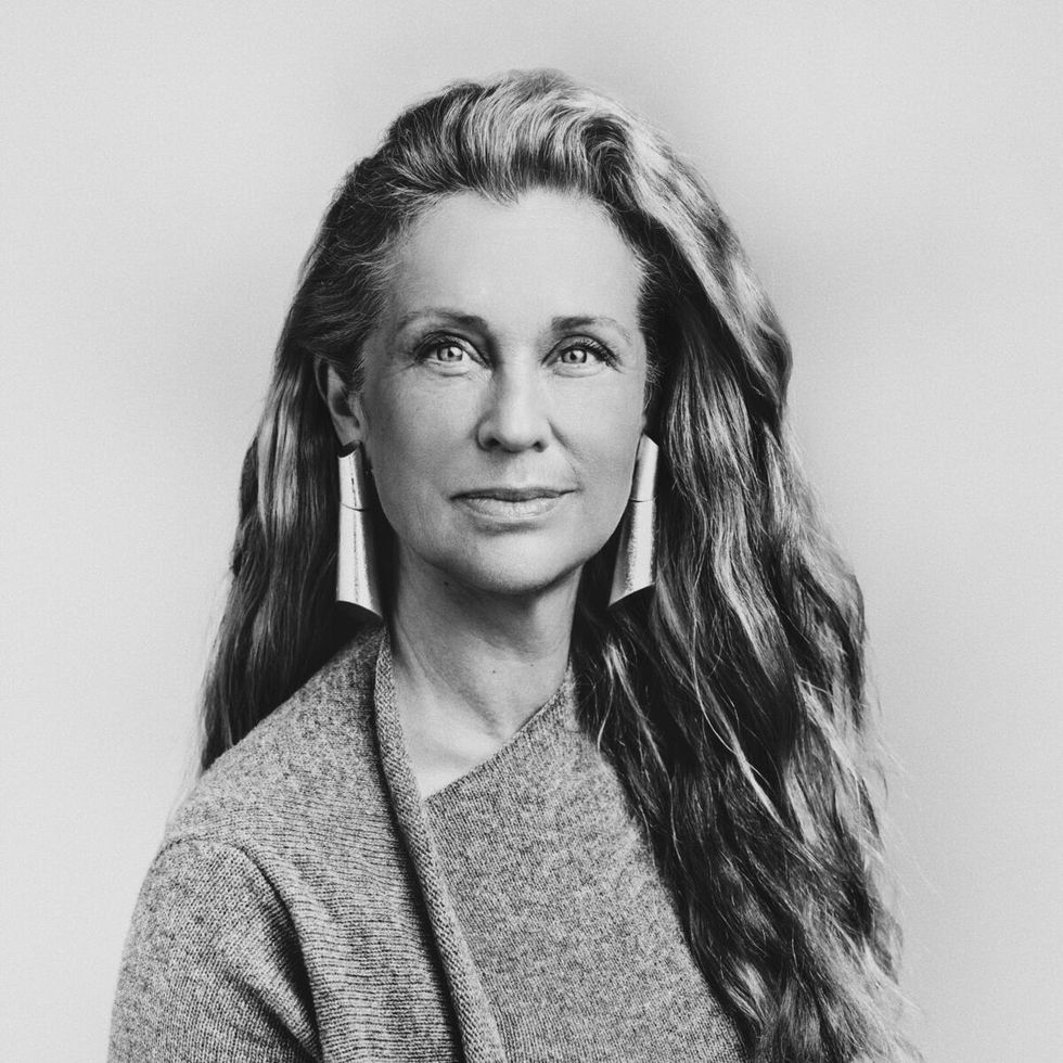a woman with long hair