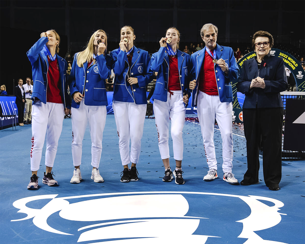 winning swiss team at the 2022 billie jean king cup for tennis