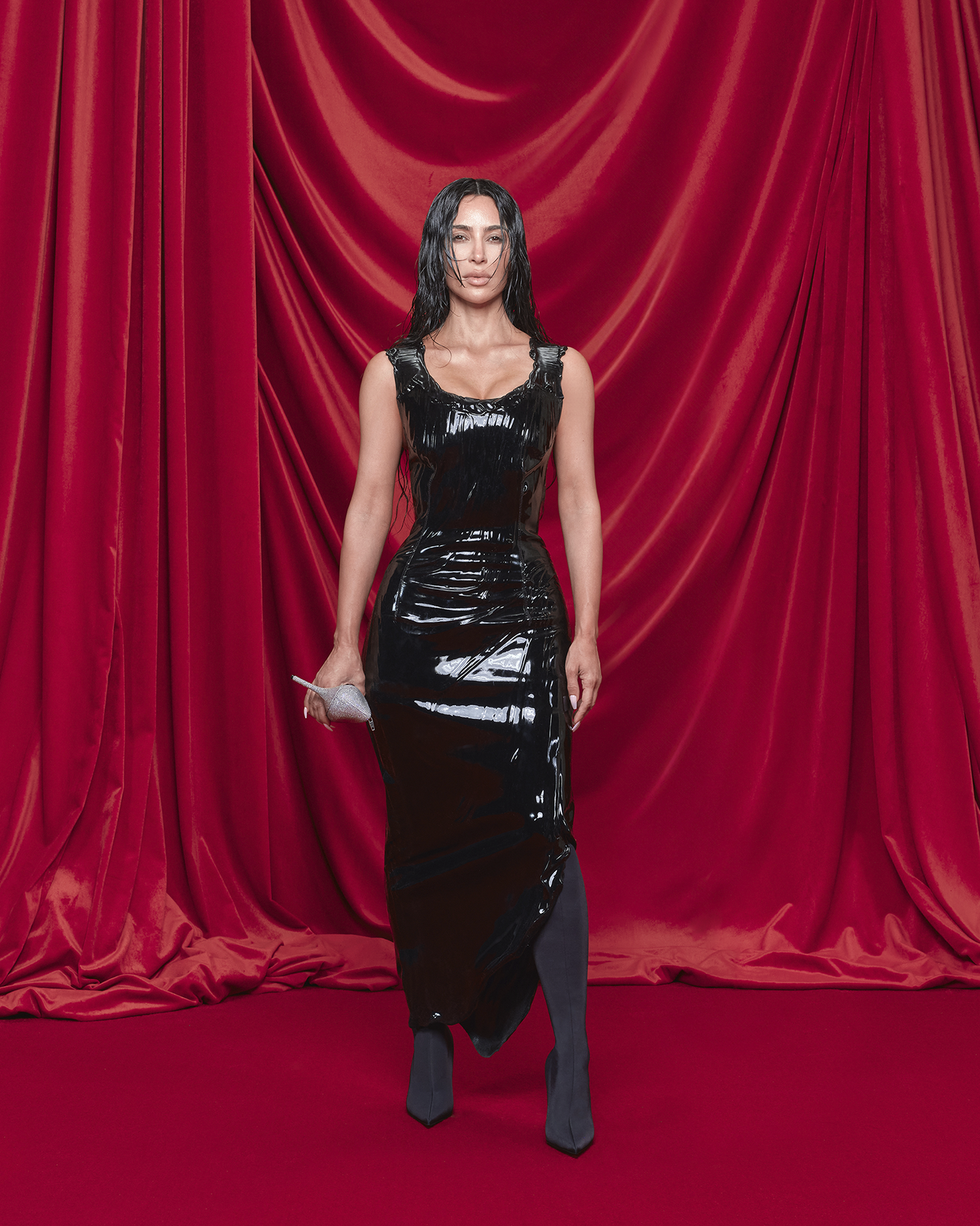brand ambassador kim kardashian modeling the spring 2024 balenciaga collection