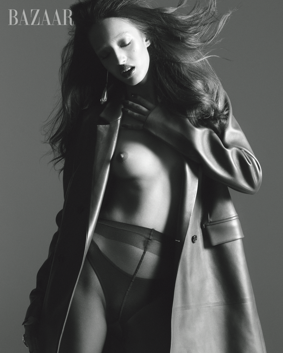 coat, loewe shopbazaarcom earrings, alexander mcqueen briefs, commando