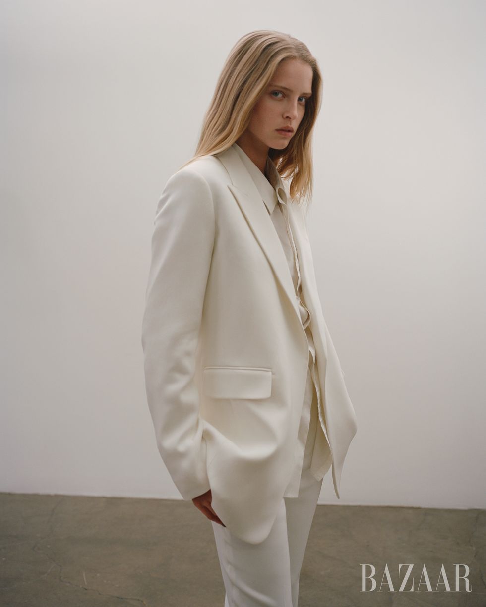 chloé﻿ ﻿coat and trousers and ﻿﻿the row﻿ shirt