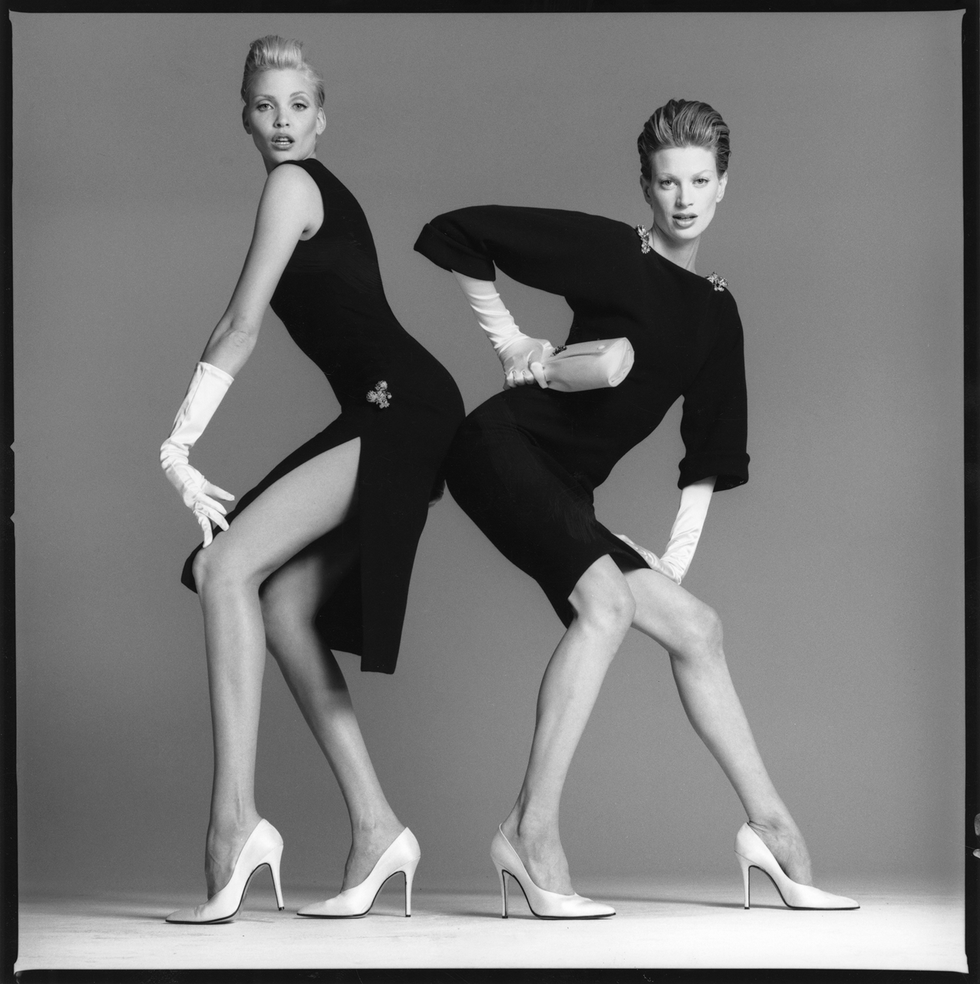 nadja auermann and kristen mcmenamy, spring 1995 ad campaign photographed by richard avedon