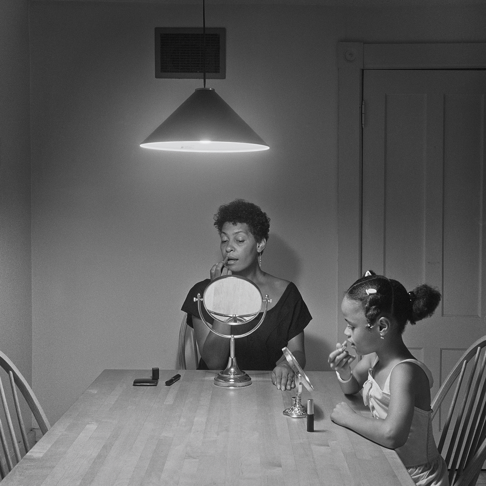 untitled woman and daughter with makeup 1990 from the kitchen table series by carrie mae weems