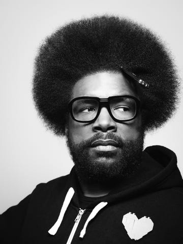 black and white headshot of questlove