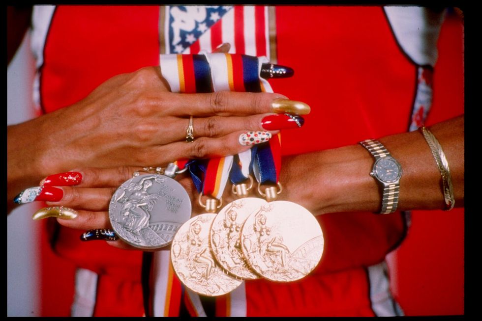 florence griffith joyner’s nails at the 1988 summer olympic games in seoul