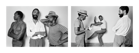 dancer and choreographer bill t jones artist philip mallory jones and artist david hammons photographed by dawoud bey during a collaborative performance at just above midtown in 1983