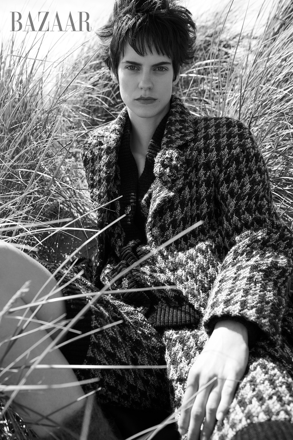 coat\, jacket\, and bermudas\, chanel home county plaids, patterns, and textured knits