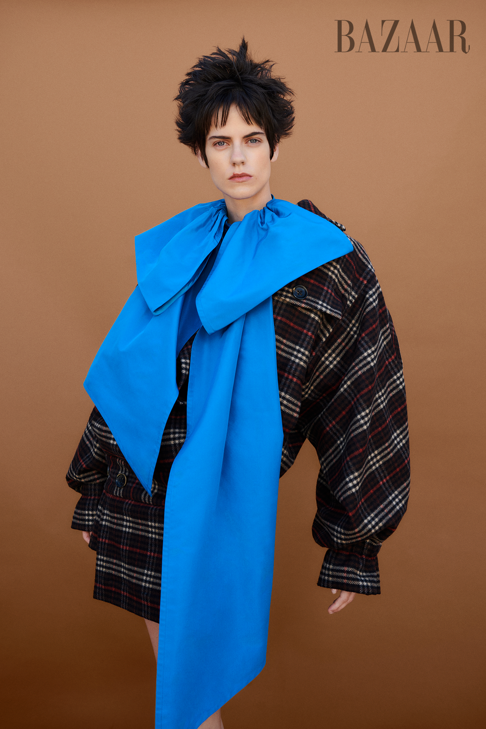 bomber jacket and bow blouse\, andreas kronthaler for vivienne westwood home county plaids, patterns, and textured knits
