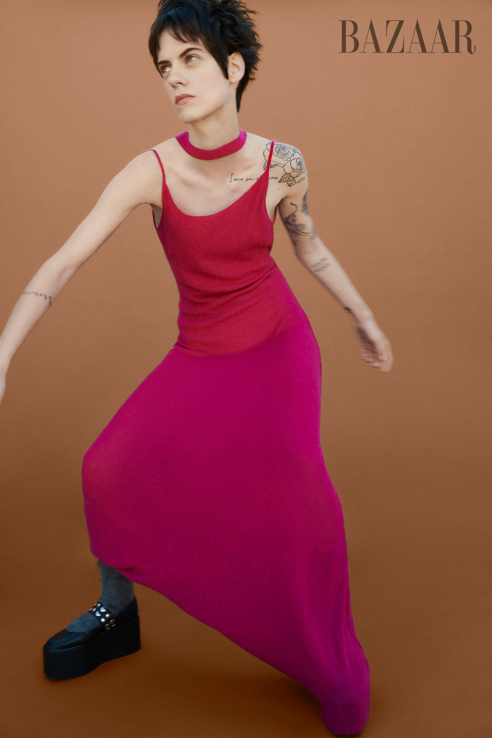 dress\, fendi platform shoes\, molly goddard home county plaids, patterns, and textured knits