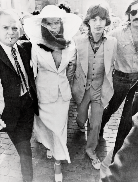 13th may 1971, british rock singer mick jagger and his new wife bianca jagger outside st tropez town hall on their wedding day photo by expressgetty images