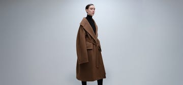 model wearing maxmara outerwear