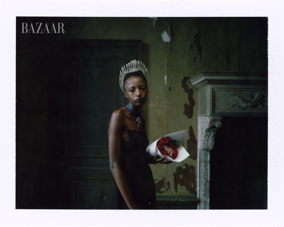 dress\, gucci headpiece\, rinaldy yunardi haute joaillerie collection necklace\, chopard pumps\, manolo blahnik