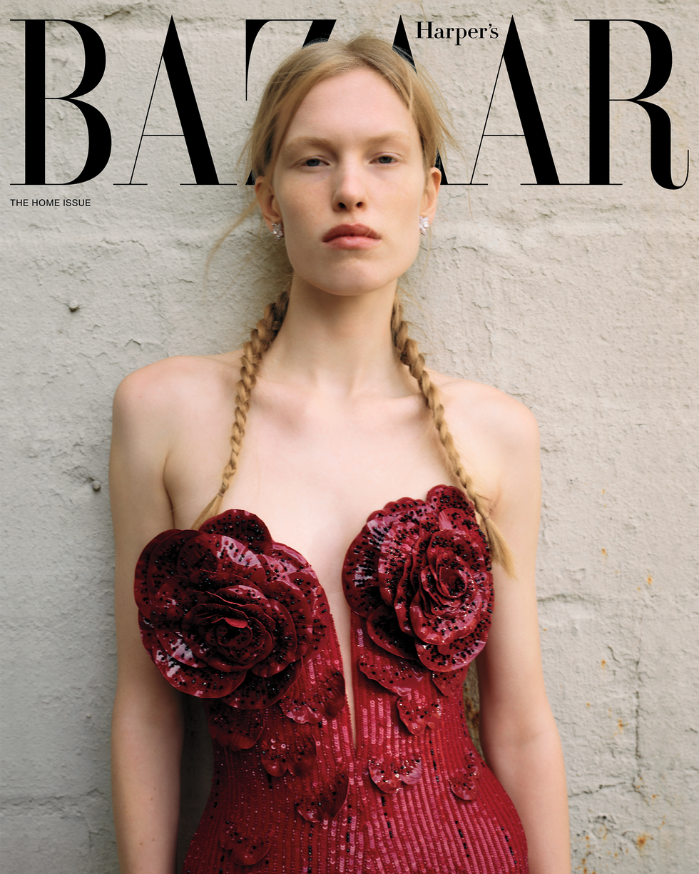 armani prive bustier gown harry winston cluster earrings