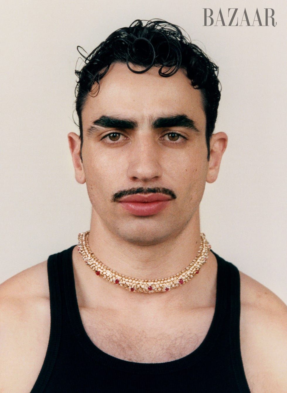 a person wearing a decorative necklace