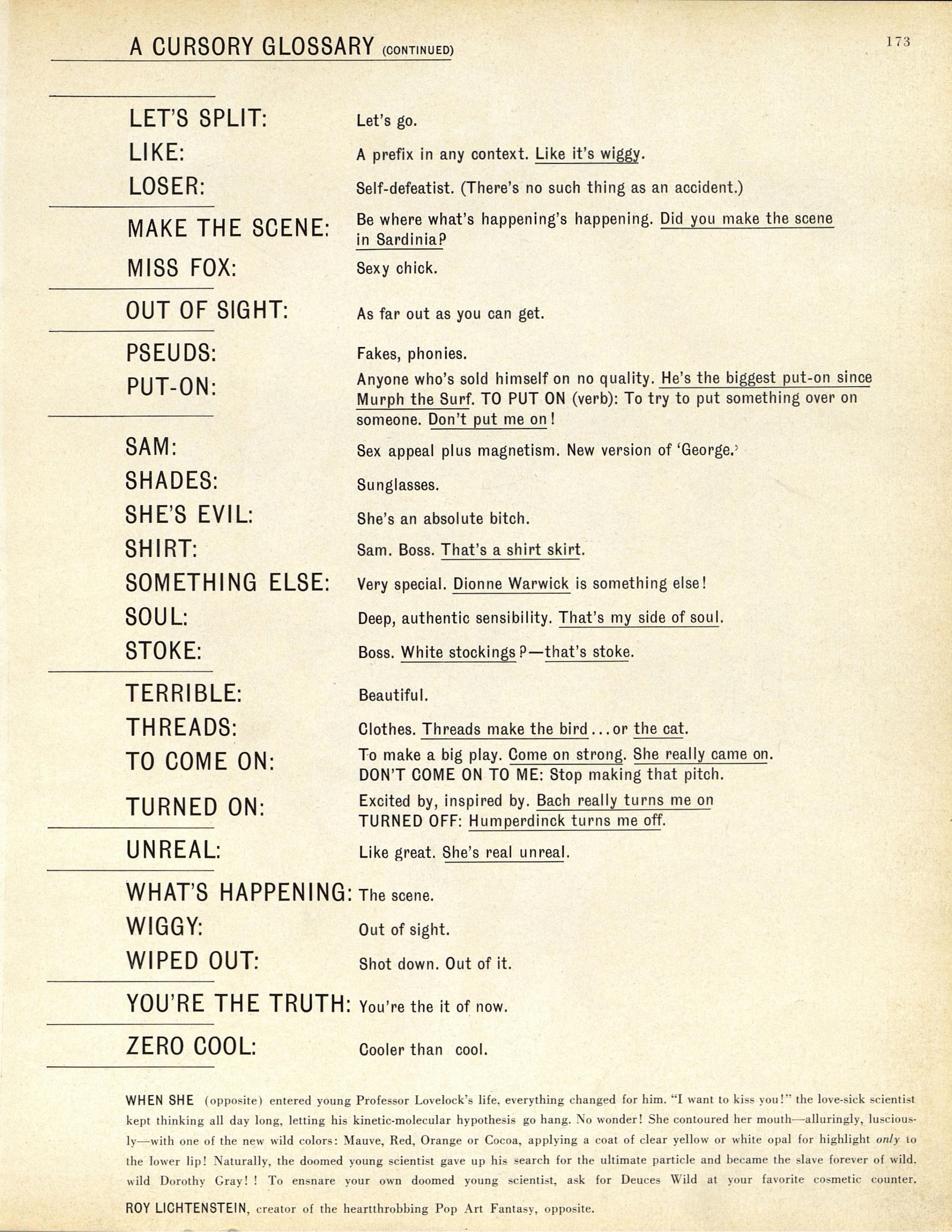 cursory glossary
