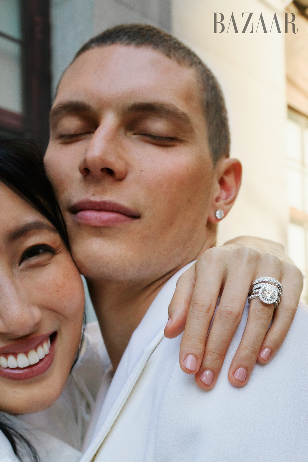 debeers wedding ring happy couple
