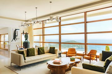 stylish living room with views of french riviera