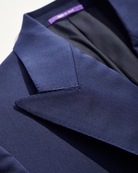 ralph lauren purple label's classic navy blazer is cut from a lightweight wool serge, making it very comfortable to wear