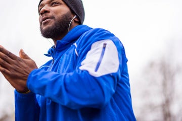 Blue, Outerwear, Hoodie, Human, Electric blue, Smile, Gesture, 