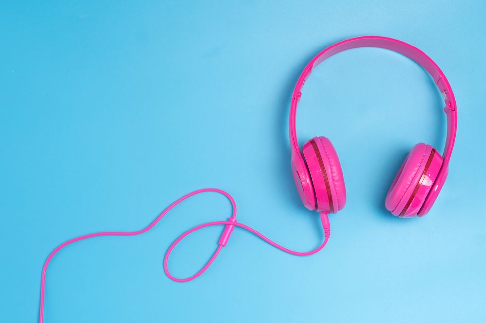 headphones on blue background