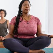 two women meditating on yoga mats