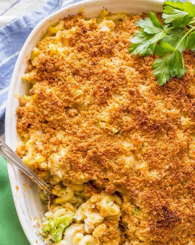 healthy chicken and broccoli mac and cheese