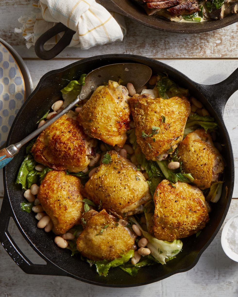 chicken thighs with white beans and escarole