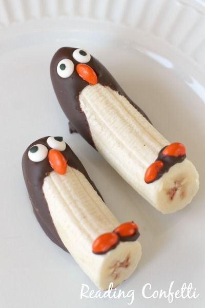 christmas snacks for kids banana penguins