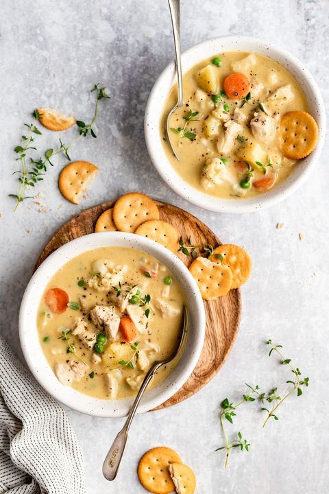 healthy comfort food chicken pot pie soup