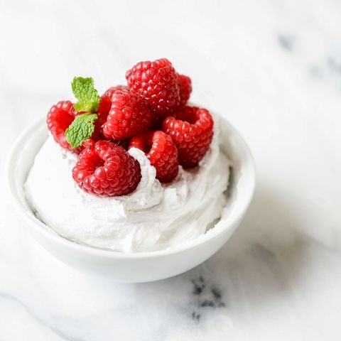 coconut whipped cream with raspberries
