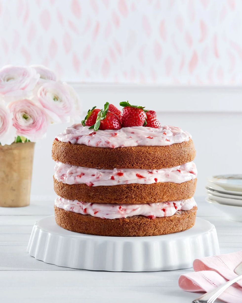 strawberry limeade cake with strawberry cream cheese frosting