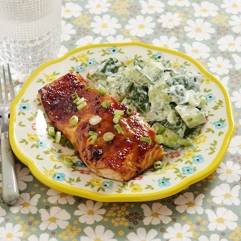 bbq salmon with cucumber salad