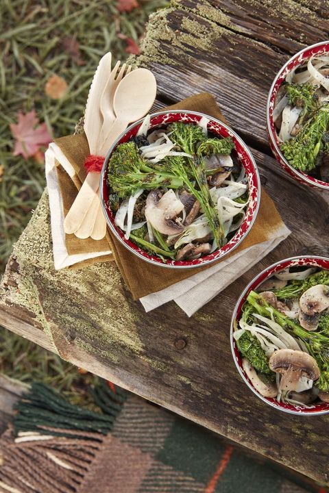 marinated mushroom and charred broccolini salad healthy dinner ideas